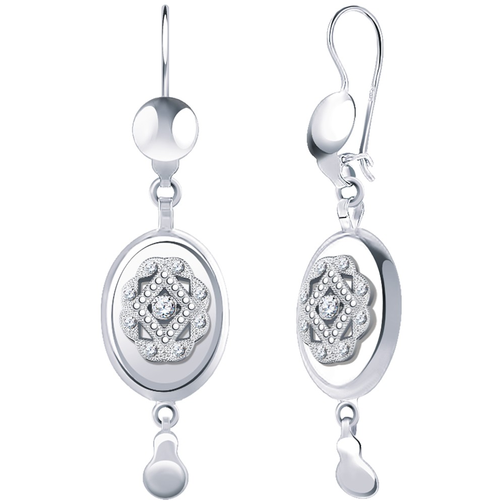 Серьги Атолл - Серебро 925, Фианит (арт. 2703-925)