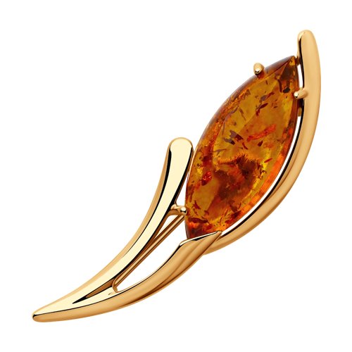 Брошь SOKOLOV - Серебро 925, Янтарь пресс. (арт. 83040018)