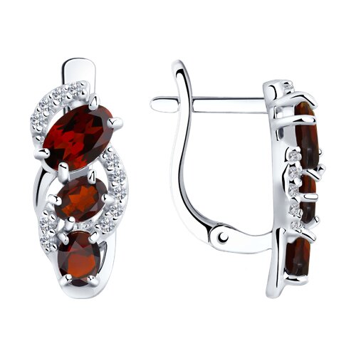 Серьги SOKOLOV - Серебро 925, Гранат, Фианит (арт. 92021140)