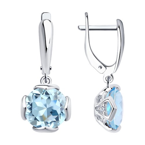 Серьги SOKOLOV - Серебро 925, Топаз, Фианит (арт. 92022044)