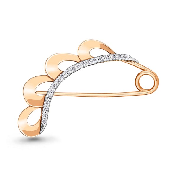 Булавка Аквамарин - Золото 585, Фианит (арт. 70494.1)