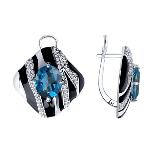 Серьги Diamant - Серебро 925, Синтетический ситалл , Фианит, Эмаль (арт. 94-320-01606-1)