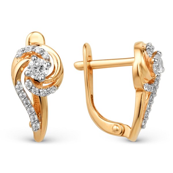 Серьги ЮФ Династия - Золото 585, Фианит (арт. 002012-1102)