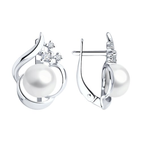 Серьги SOKOLOV - Серебро 925, Жемчуг культивированный, Фианит (арт. 92022958)