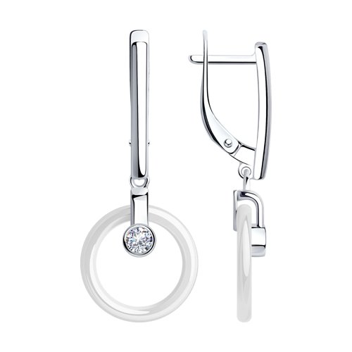 Серьги Diamant - Серебро 925, Керамика, Фианит (арт. 94-121-01276-2)