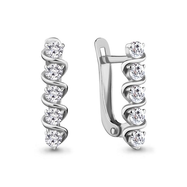 Серьги Аквамарин - Серебро 925, Фианит (арт. 48290А.5)