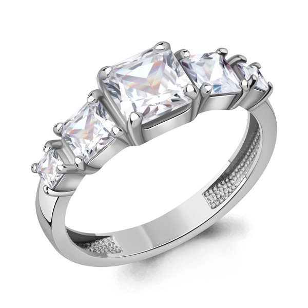 Кольцо Аквамарин - Серебро 925, Фианит (арт. 600652.5)