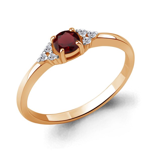 Кольцо Аквамарин - Золото 375, Гранат, Фианит (арт. 65028303.8)