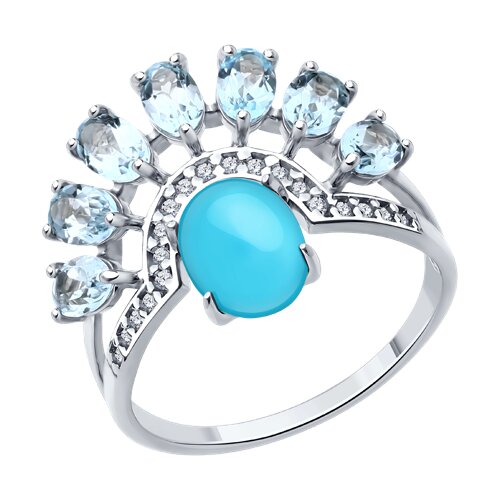 Кольцо Diamant - Серебро 925, Бирюза, Топаз, Фианит (арт. 94-310-02681-1)