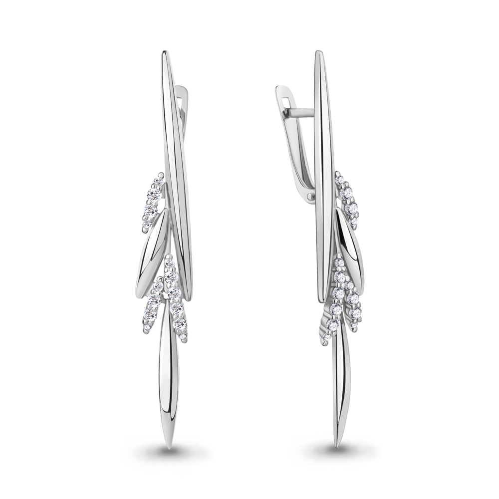 Серьги Аквамарин - Серебро 925, Фианит (арт. 49917А.5)