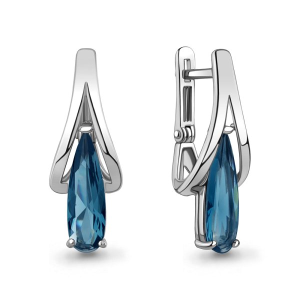 Серьги Аквамарин - Серебро 925, Синтетический топаз Лонд (арт. 4962493.5)