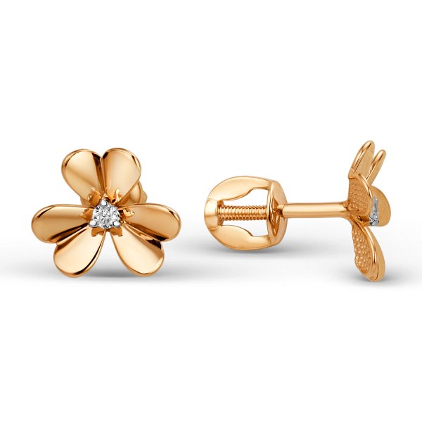 Серьги ЮФ Династия - Золото 585, Фианит (арт. 013472-1102)