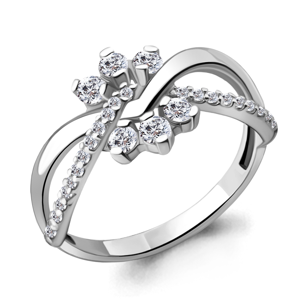 Кольцо Аквамарин - Серебро 925, Фианит (арт. 64137А.5)