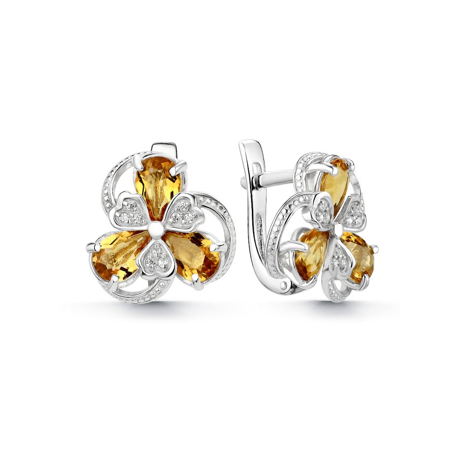 Серьги Дар - Серебро 925, Фианит, Цитрин (арт. С-5245рс40500)