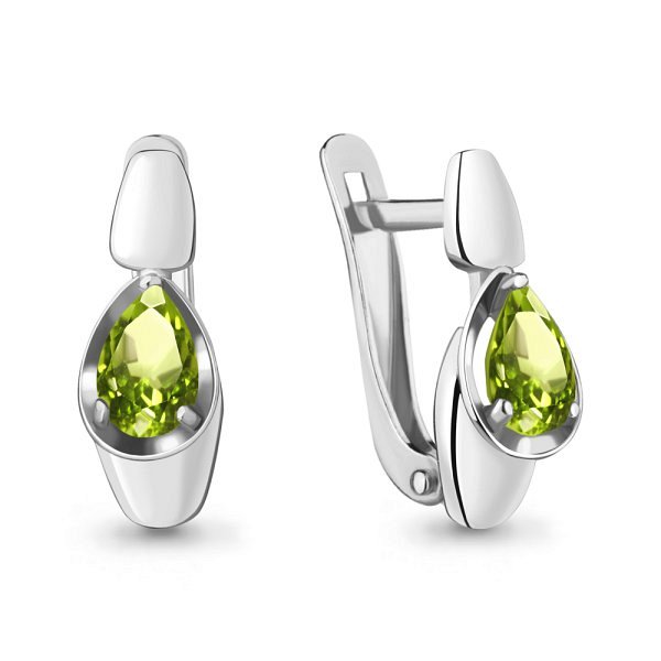 Серьги Аквамарин - Серебро 925, Хризолит (арт. 4738307.5)