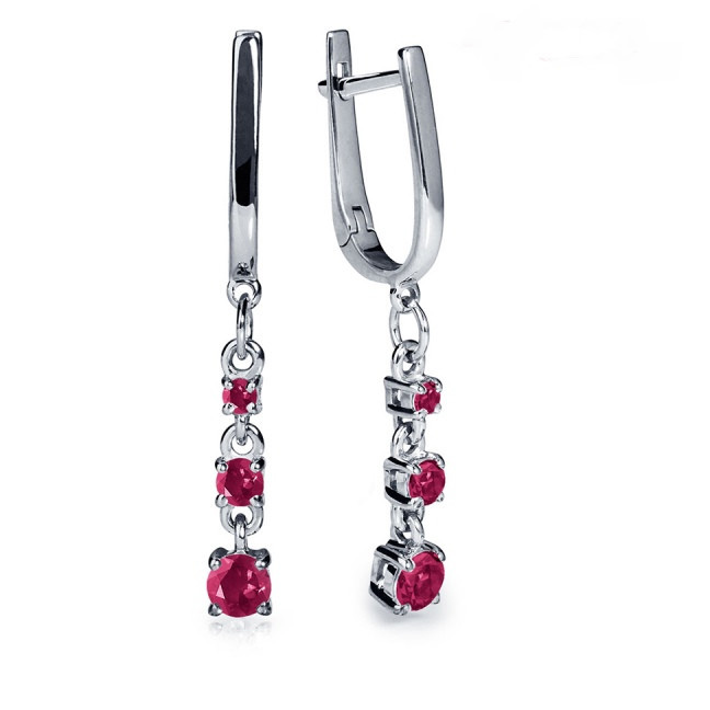 Серьги Platinum Lab. - Платина 950, Рубин (арт. ПС-064Р-01)