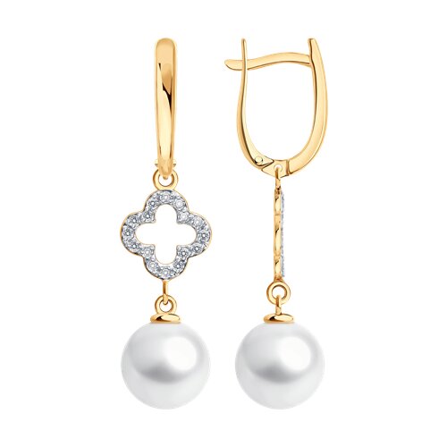 Серьги SOKOLOV - Золото 585, Жемчуг культивированный, Фианит (арт. 792473)