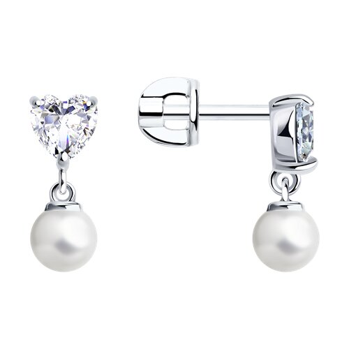 Серьги SOKOLOV - Серебро 925, Жемчуг имитация, Фианит (арт. 94025616)