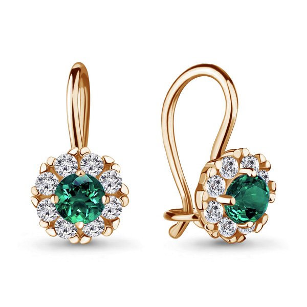 Серьги Аквамарин - Серебро 925, Стекло, Фианит (арт. 40965Г.6)