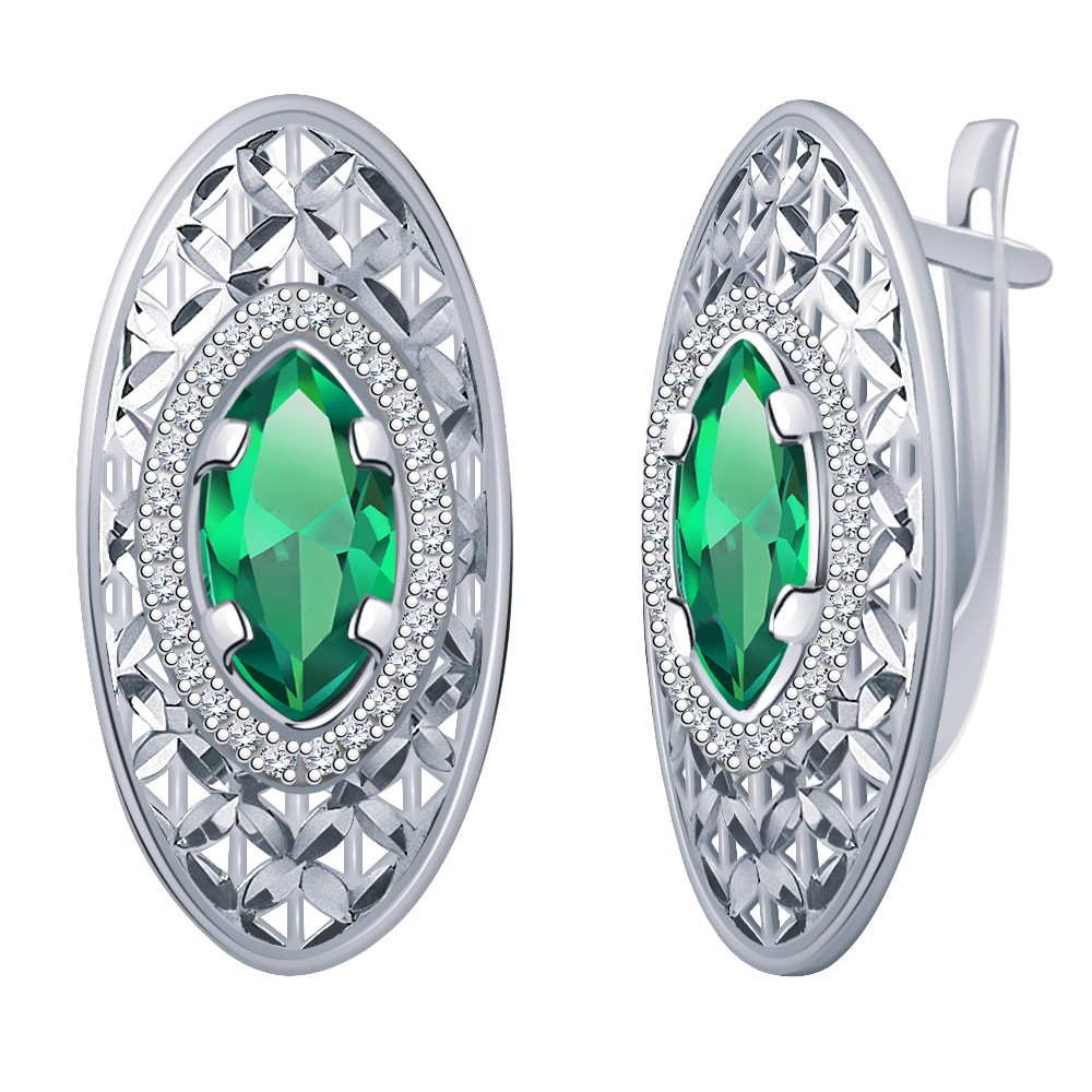 Серьги Атолл - Серебро 925, Фианит (арт. 20659ас2-925)