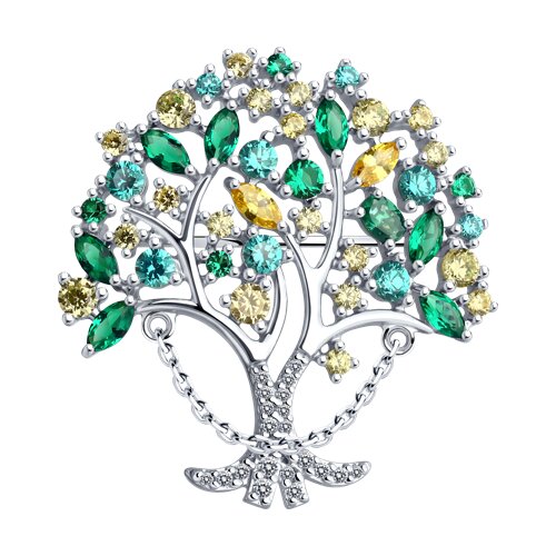 Брошь SOKOLOV - Серебро 925, Фианит (арт. 94040323)