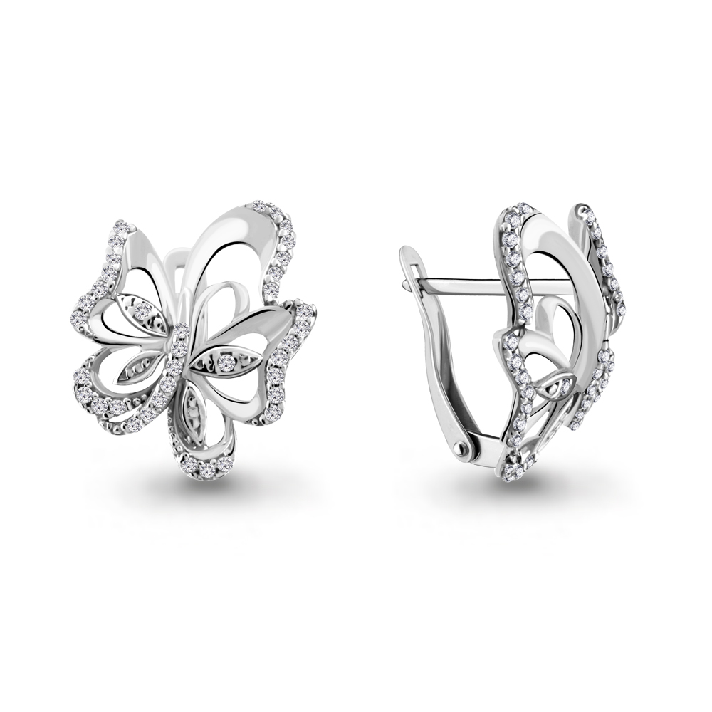 Серьги Аквамарин - Серебро 925, Фианит (арт. 46507А.5)