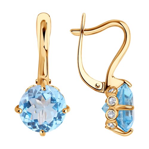 Серьги SOKOLOV - Золото 375, Топаз, Фианит (арт. 37725303)