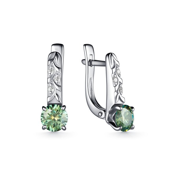 Серьги Дар - Серебро 925, Синтетический морганит, Синтетический муассанит, Фианит (арт. С-5143рс1613900)