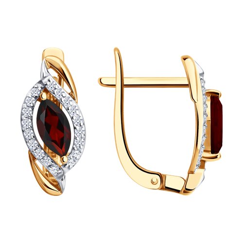 Серьги SOKOLOV - Золото 585, Гранат, Фианит (арт. 729315)