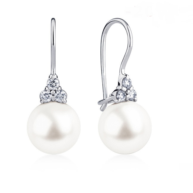 Серьги Platinum Lab. - Платина 950, Жемчуг культивированный, Бриллиант (арт. ПС-212-02)