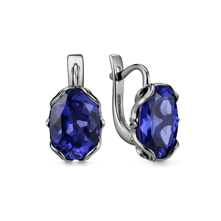 Серьги Дар - Серебро 925, Синтетический танзанит (арт. С-3985чрс364)