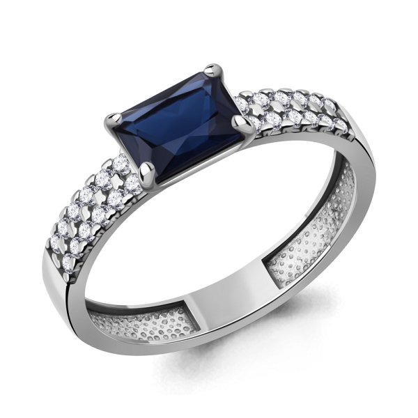 Кольцо Аквамарин - Серебро 925, Синтетический сапфир (арт. 600250АБ.5)