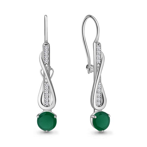 Серьги Аквамарин - Серебро 925, Агат, Фианит (арт. 4774309А.5)