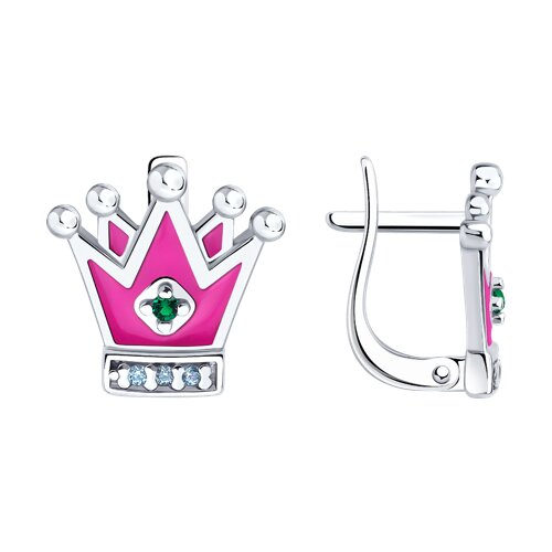 Серьги Diamant - Серебро 925, Фианит, Эмаль (арт. 94-120-02221-1)