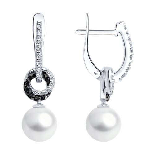 Серьги SOKOLOV - Серебро 925, Жемчуг имитация, Фианит (арт. 94027069)