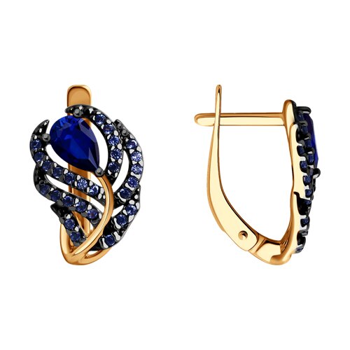 Серьги SOKOLOV - Серебро 925, Синтетический сапфир , Фианит (арт. 88020078)