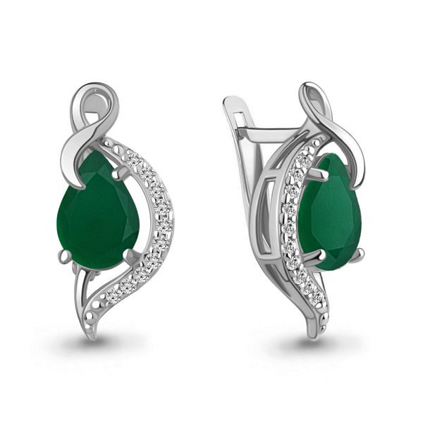 Серьги Аквамарин - Серебро 925, Агат, Фианит (арт. 4960109А.5)