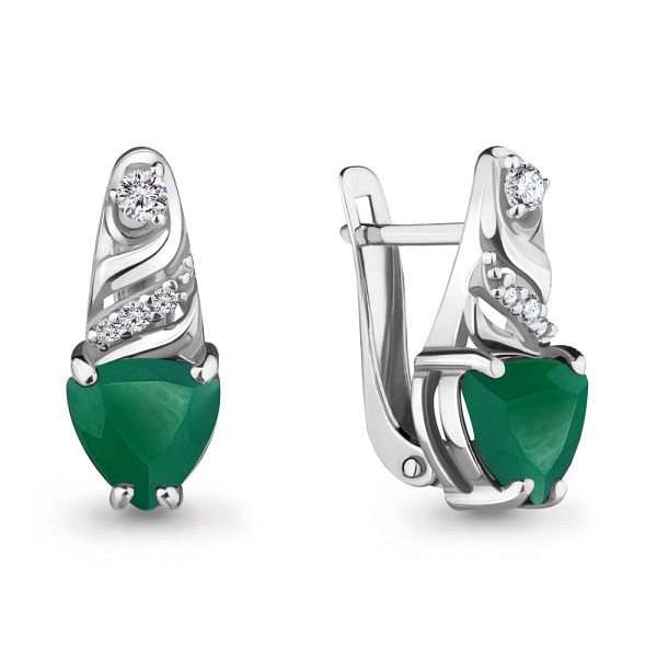 Серьги Аквамарин - Серебро 925, Агат, Фианит (арт. 4469909А.5)