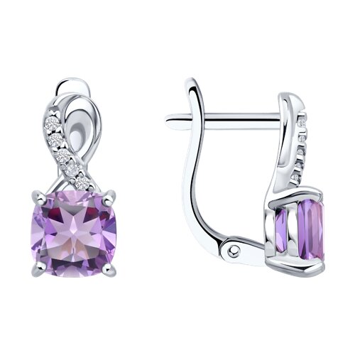 Серьги SOKOLOV - Серебро 925, Аметист, Фианит (арт. 92023147)