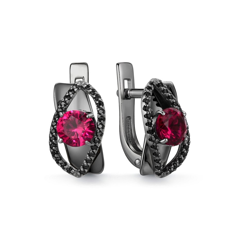 Серьги Дар - Серебро 925, Синтетический рубин, Фианит (арт. С-5071чрс915216)