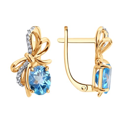 Серьги SOKOLOV - Золото 585, Топаз, Фианит (арт. 729385)