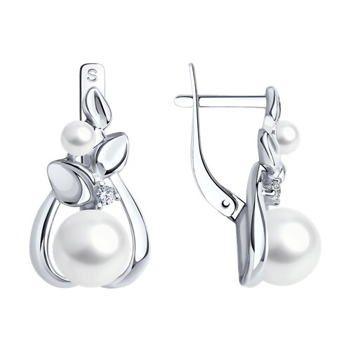 Серьги SOKOLOV - Серебро 925, Жемчуг синтетический, Фианит (арт. 94023093)