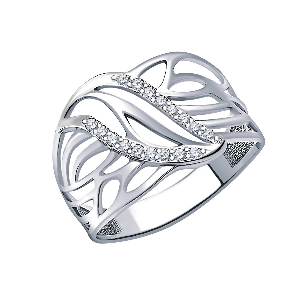 Кольцо Атолл - Серебро 925, Фианит (арт. 10214-925)