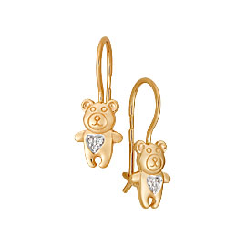 Серьги Мастер - Золото 585, Фианит (арт. 20204)