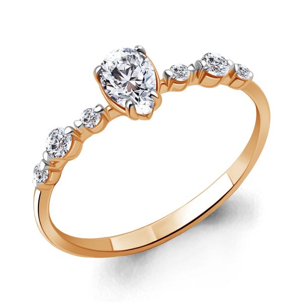 Кольцо Аквамарин - Золото 585, Фианит (арт. 67787.1)