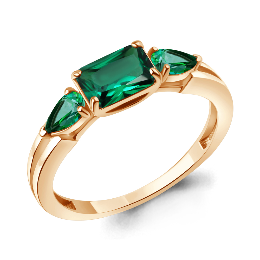 Кольцо Аквамарин - Серебро 925, Синтетический изумруд (арт. 600485П.6)