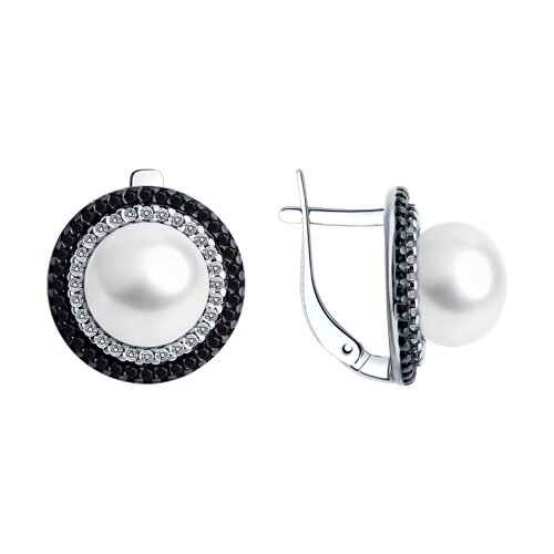 Серьги Diamant - Серебро 925, Жемчуг культивированный, Фианит, Шпинель (арт. 94-320-01918-1)