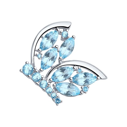 Брошь SOKOLOV - Серебро 925, Топаз, Фианит (арт. 92040093)