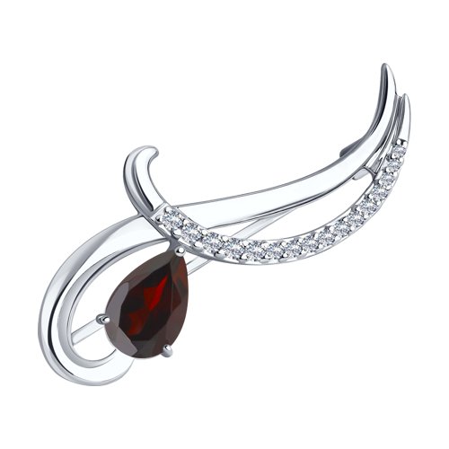 Брошь Diamant - Серебро 925, Гранат, Фианит (арт. 94-340-01053-2)