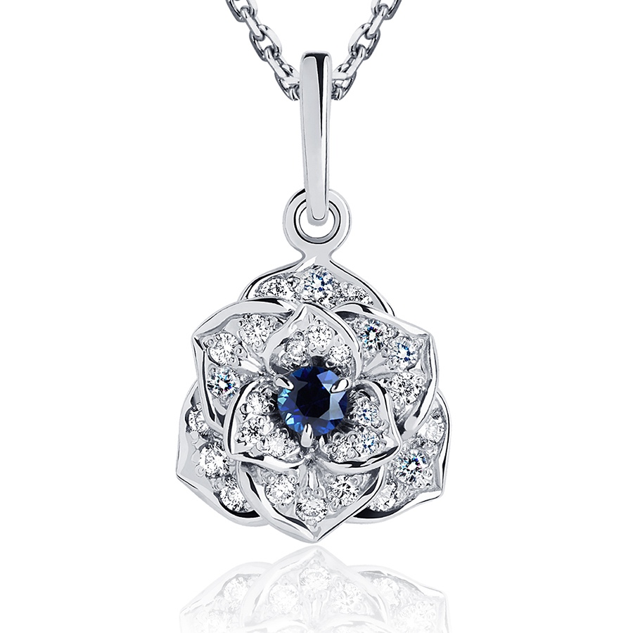 Подвеска Platinum Lab. - Платина 950, Сапфир, Бриллиант (арт. ПП-040С-02)